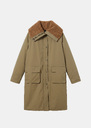 Darius down jacket Long khaki jacket with contrasting collar Khaki TARA JARMON UK