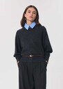 Polyn sweater heather grey balloon sleeves Gray grey TARA JARMON UK