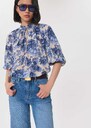 Top Tomaso flowing blue floral print with puff sleeves Off-white TARA JARMON UK