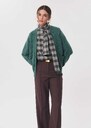 Top Titian Khaki checkered lavallière collar Khaki TARA JARMON UK