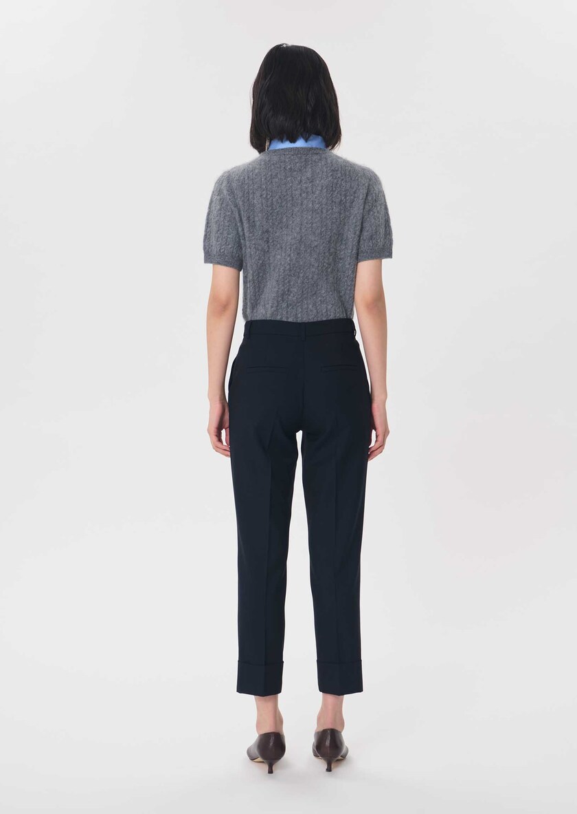 Philippa trousers navy blue right with lapel Night TARA JARMON UK