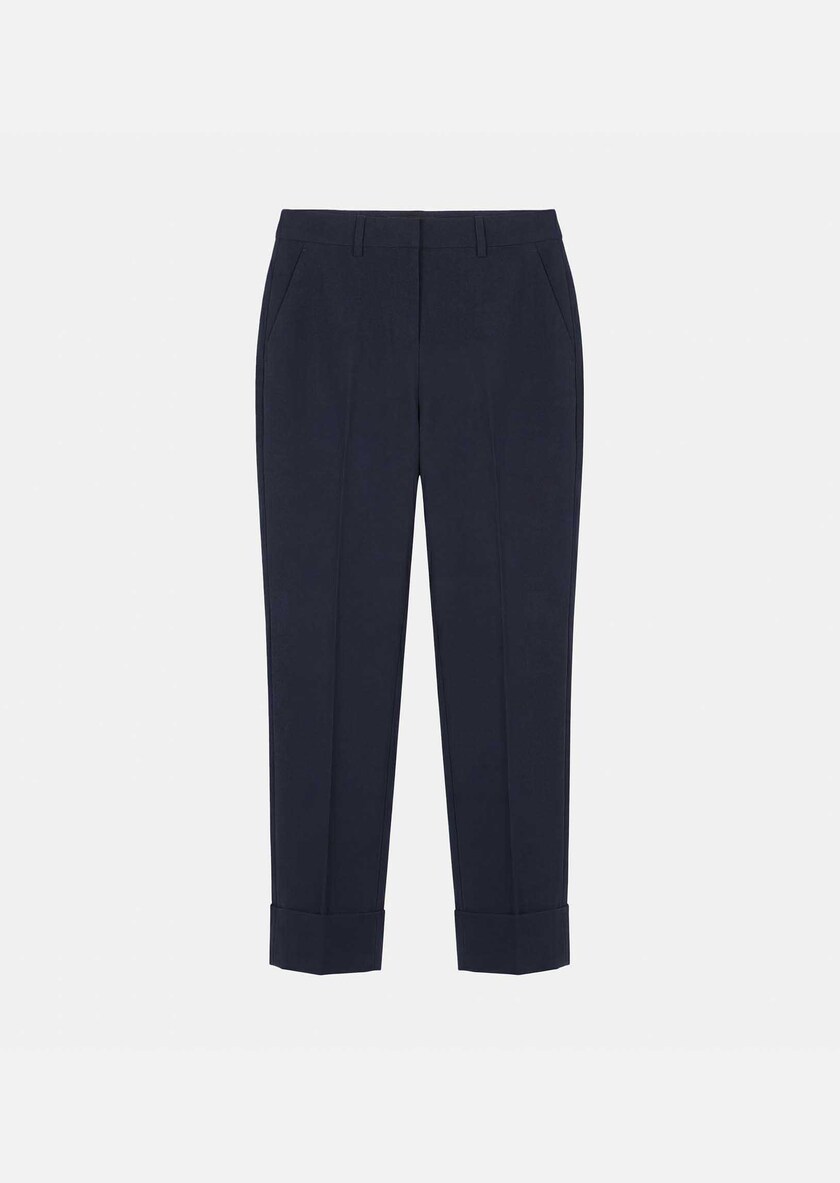 Philippa trousers navy blue right with lapel Night TARA JARMON UK