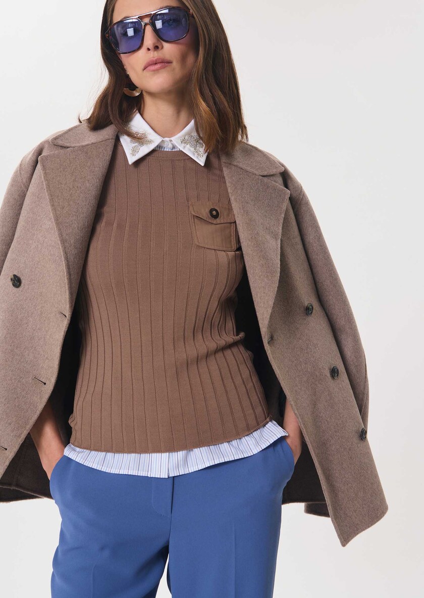 Prisca sweater caramel pockets Caramel TARA JARMON UK