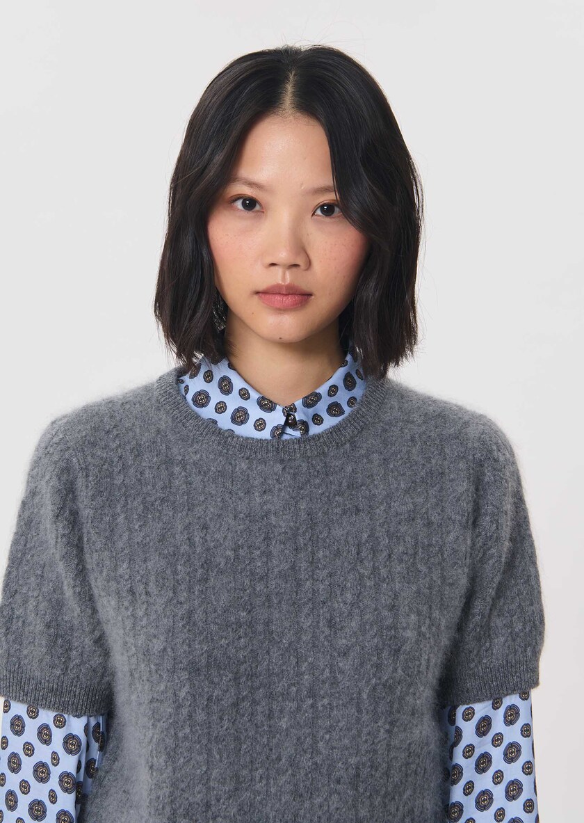 Pamela Sweater heather grey short-sleeved Gray grey TARA JARMON UK
