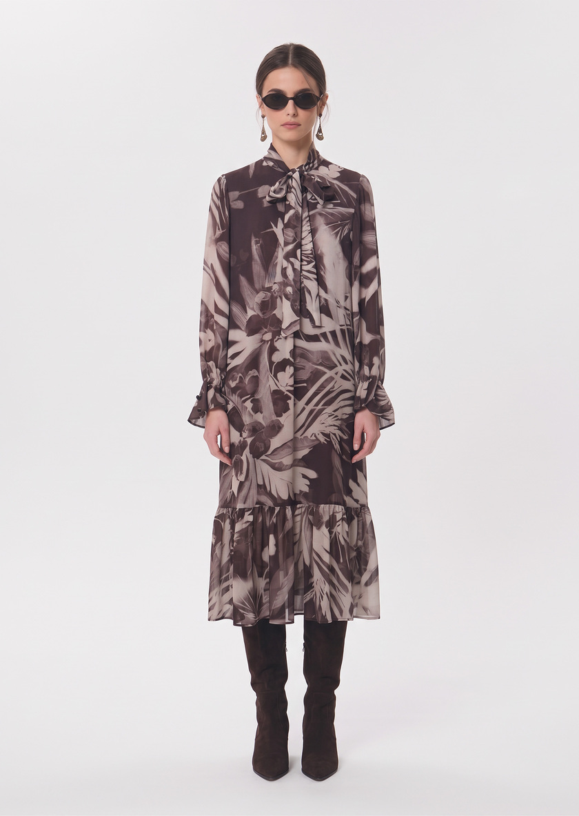 Rhita dress printed with ruffles Fig TARA JARMON UK