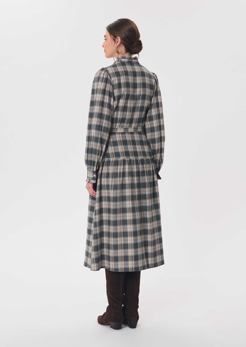 Retro Dress midi dress in khaki and beige checks Khaki TARA JARMON UK