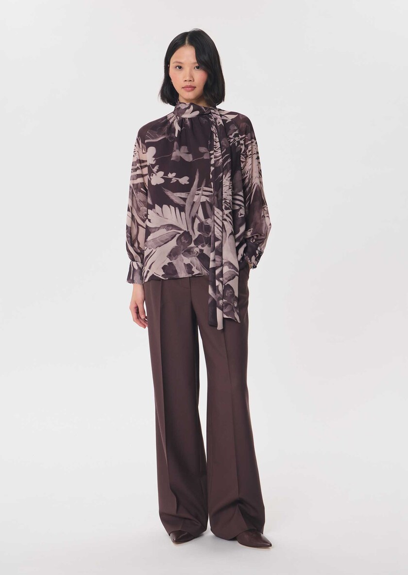 Top Terry Flowy floral print dress with a tie neck Fig TARA JARMON UK