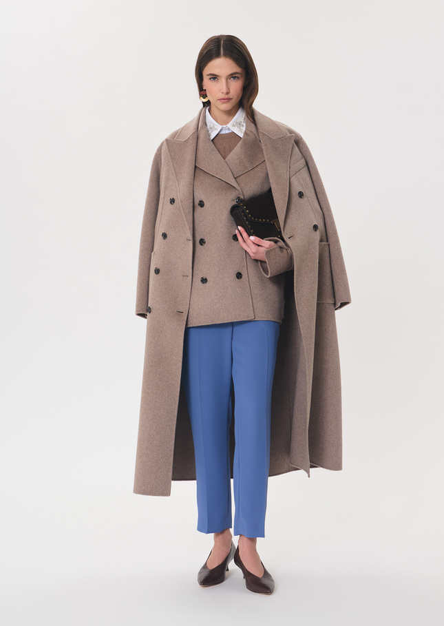 Marlo Coat Hazelnut double-breasted with a tailored collar Nut brown TARA JARMON UK