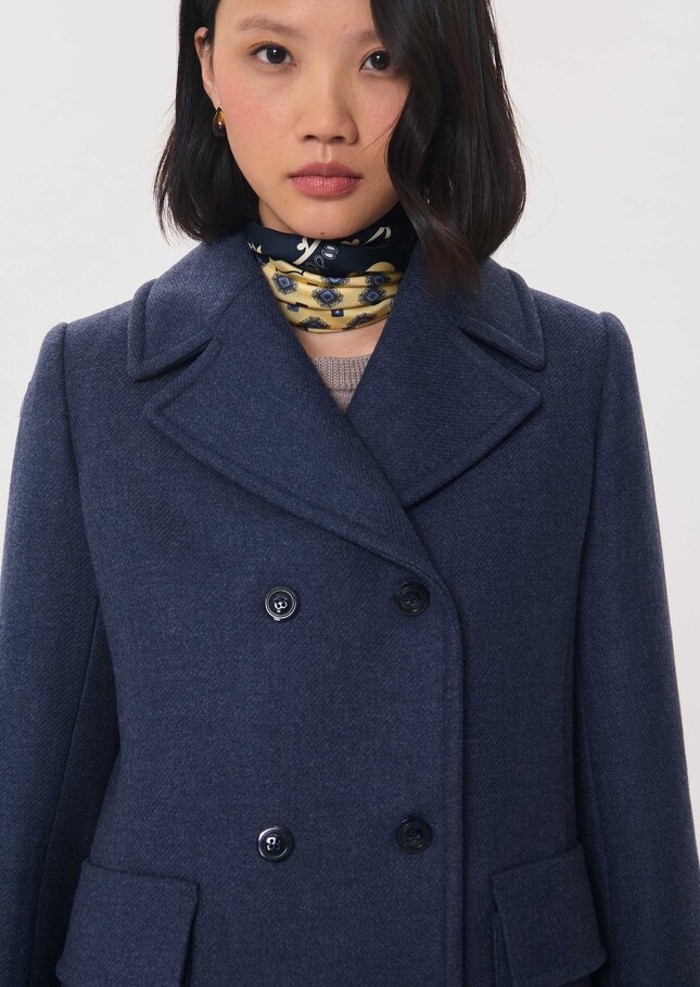 Mylène Coat Double-breasted blue with patch pockets Denim TARA JARMON UK