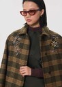 Monroe Coat khaki checkered embroidered Khaki TARA JARMON UK