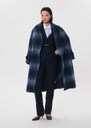 Marcelle coat long navy blue checkered Night TARA JARMON UK