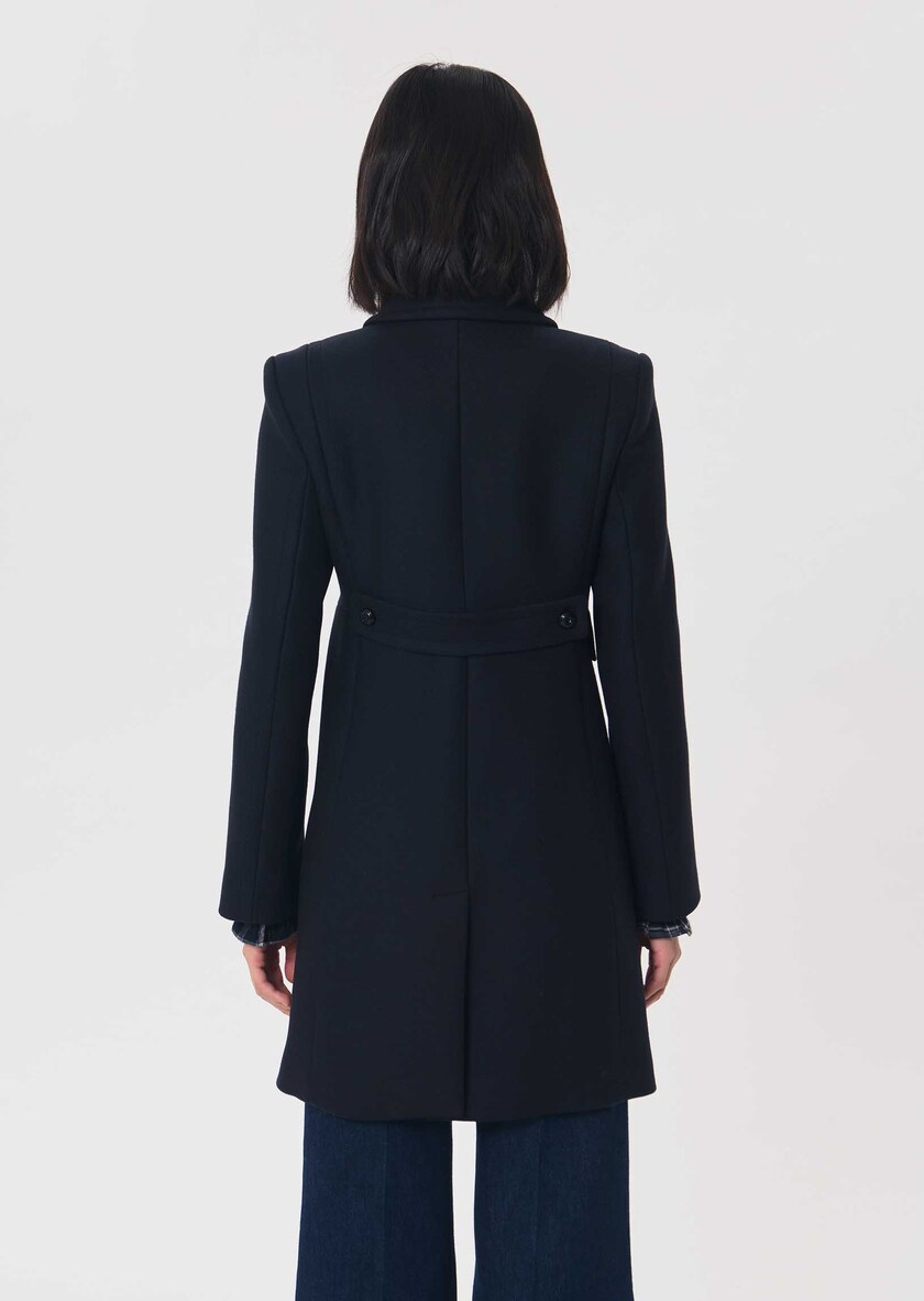 Martha Coat navy blue double-breasted belted Night TARA JARMON UK