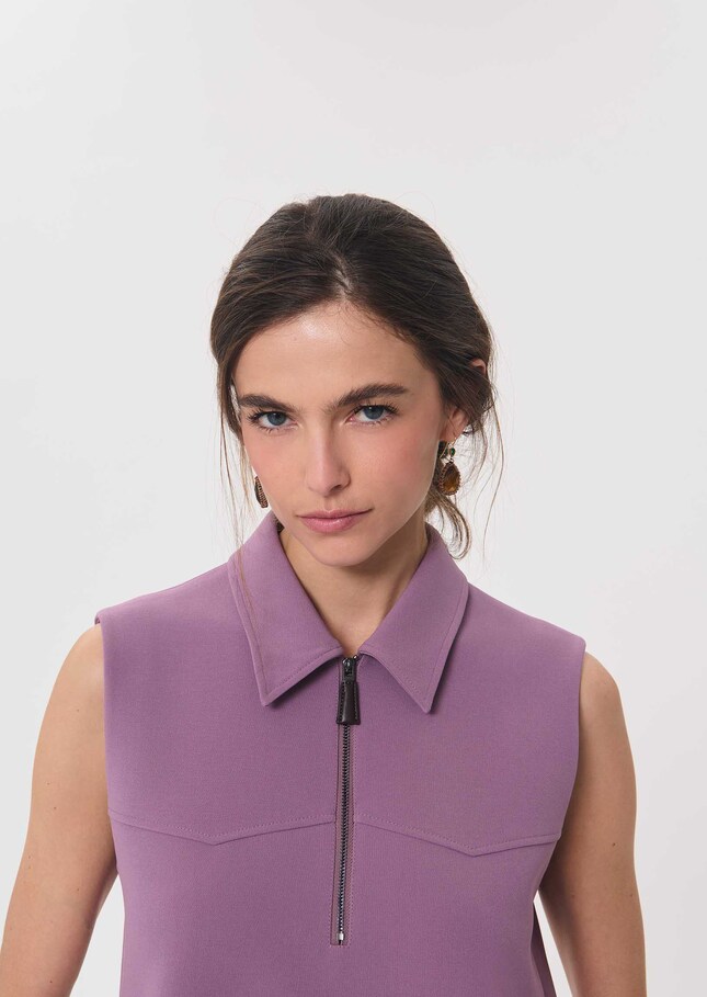 Riffi Dress short purple dress with contrasting collar Pourpre TARA JARMON UK