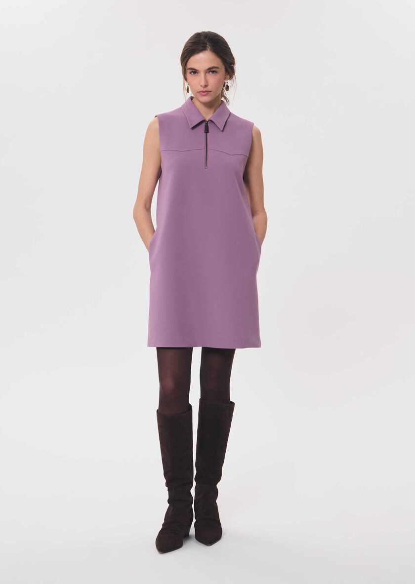 Riffi Dress short purple dress with contrasting collar Pourpre TARA JARMON UK