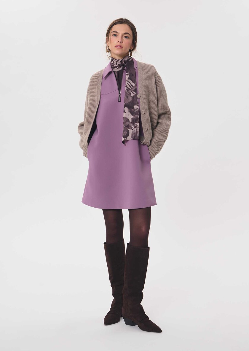 Riffi Dress short purple dress with contrasting collar Pourpre TARA JARMON UK