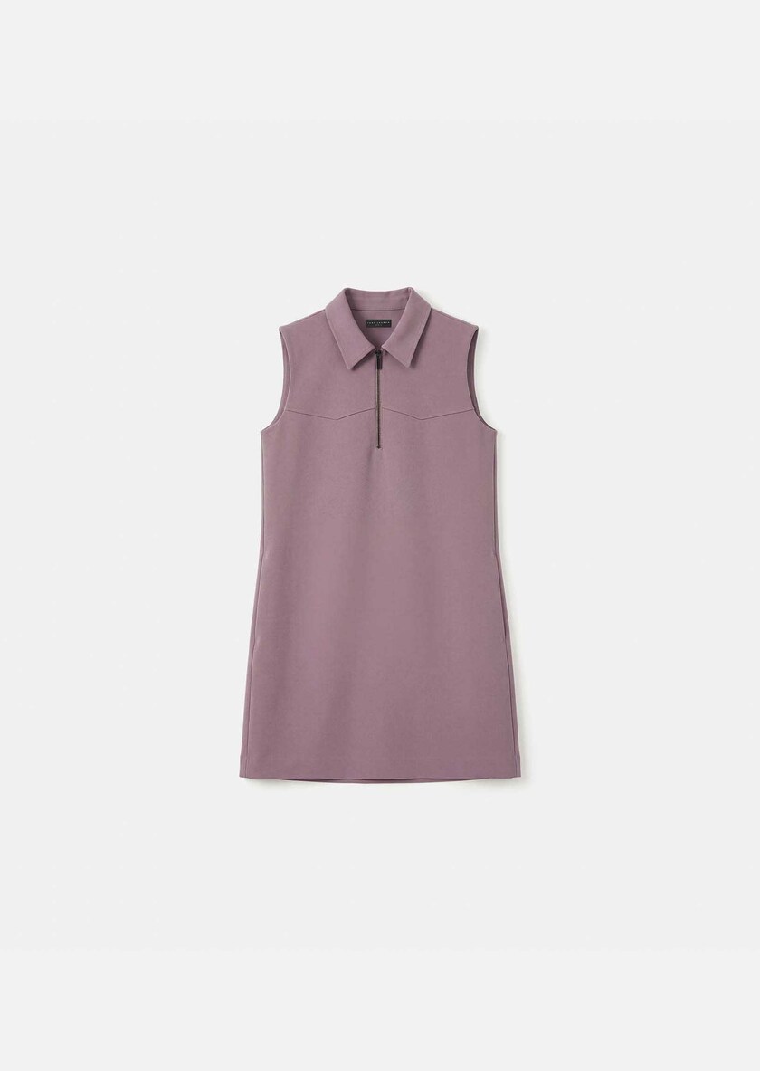 Riffi Dress short purple dress with contrasting collar Pourpre TARA JARMON UK